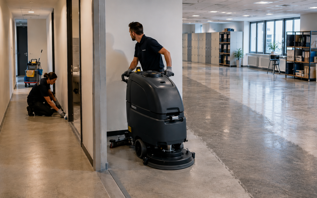 Pulizia pavimenti aziendali: quando usare la lavasciuga e quando serve il lavoro manuale